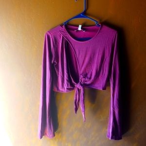 Elle Keyhole Wrap Purple Top